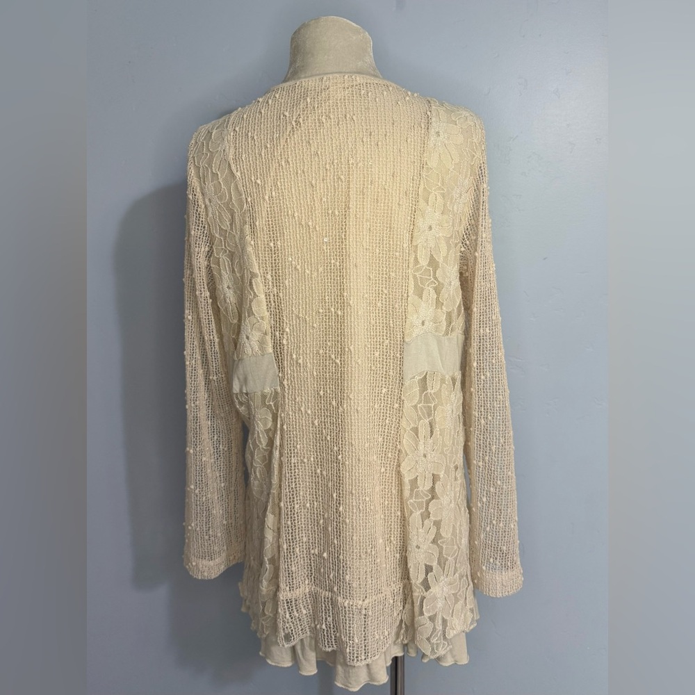 Tantrums Cream Crochet Sequin Tunic Blouse Boho - Picture 2 of 7
